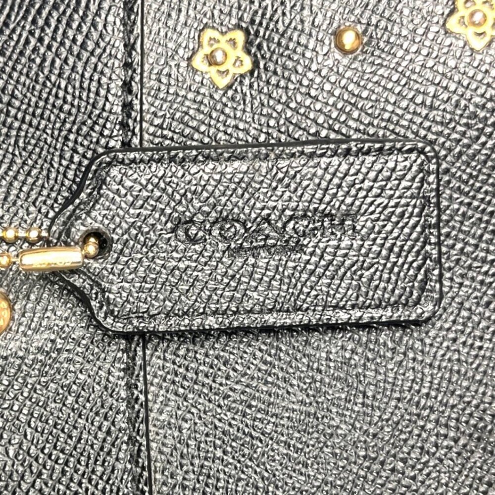 Coach 2018 Mini Brooke Black Leather Crossbody Bag w Floral Rivets F37754 - Picture 4 of 16